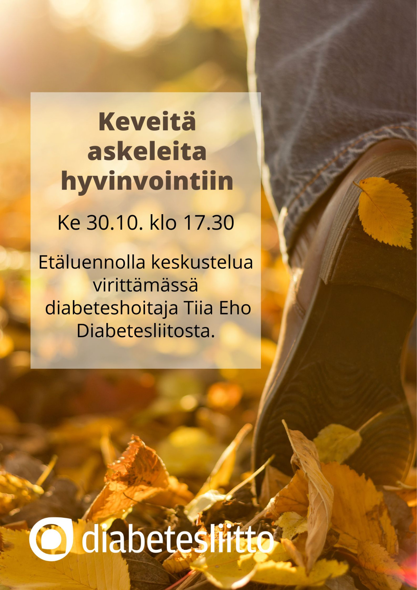 Diabetesliiton etäluento: Keveitä askeleita hyvinvointiin