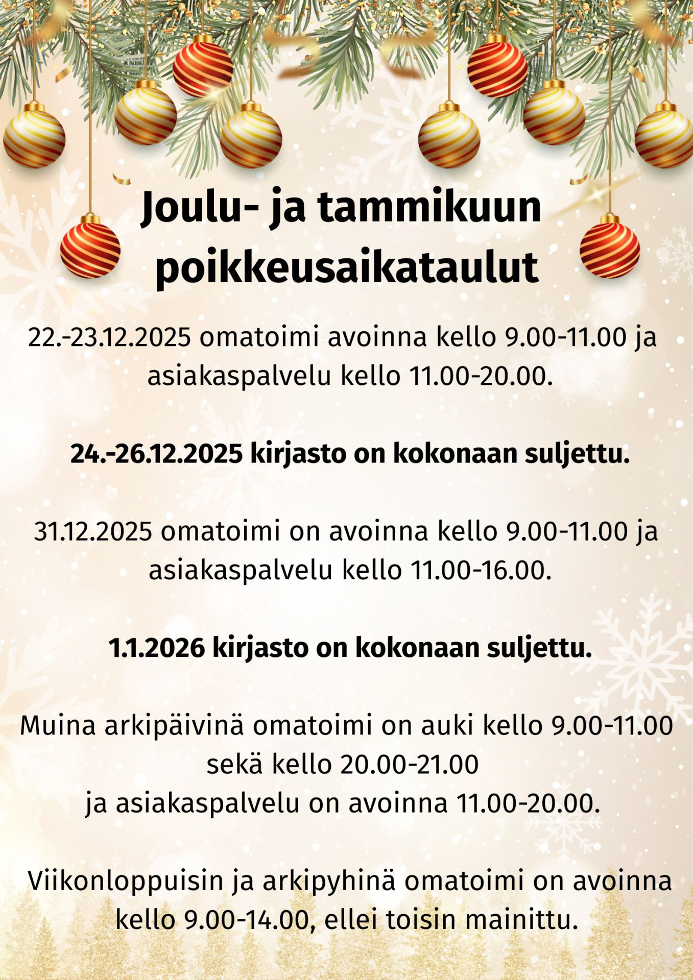 Kirjaston aukiolot