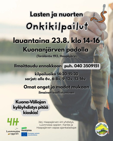 Lasten ja nuorten onkikisa la 23.8 klo 14-16 Kuonanjärven padolla