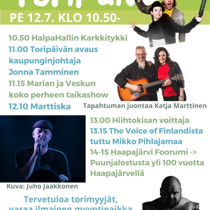 Haapajärvi -viikkojen Toripäivä pe 12.7. klo 10.50-15